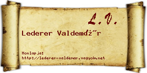 Lederer Valdemár névjegykártya